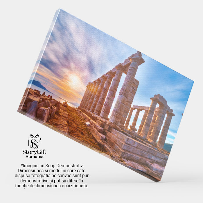 Tablou Canvas - Ruinele la Capul Sounion, Grecia: Istorie si Arheologie la Apus 40x25CM [3]