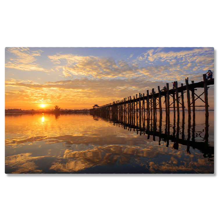 Apus și Răsări - Tablou Canvas - Dimineata in Bagan, Myanmar: Puntea U Bein 40x25CM