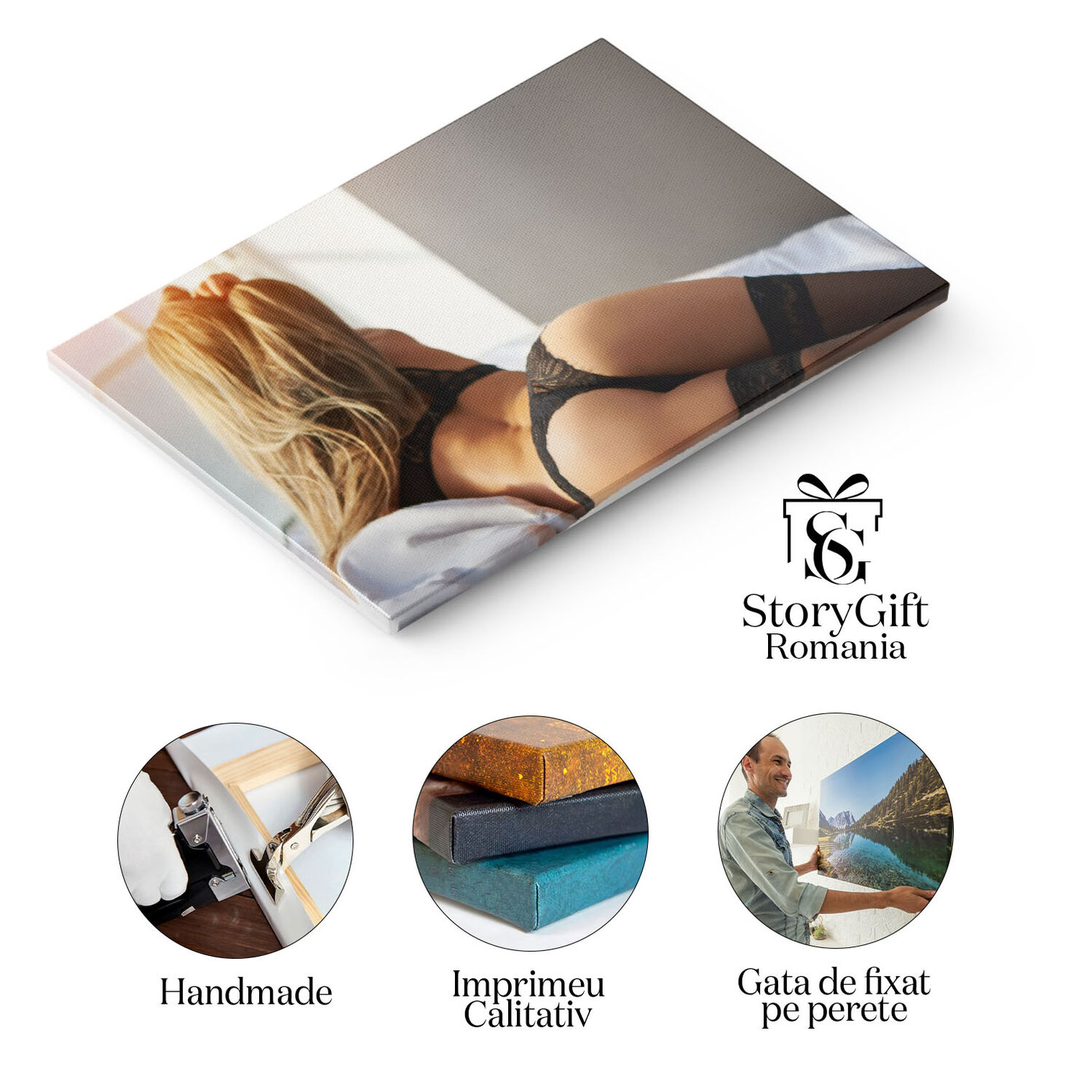 Tablou Canvas Femeie Langa Fereastra cu Lumina Cazatoare 40x25CM [1]