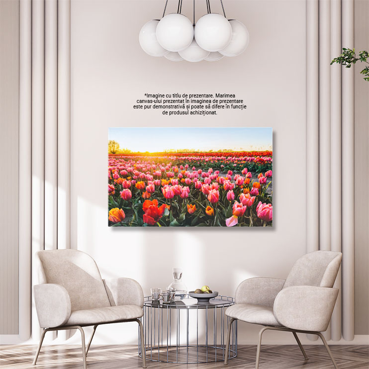 Tablou Canvas: Înfrumuse?area Prim?verii în Agricultur? - Câmpuri Înflorite la Apus în Natur?" 40x25CM [2]