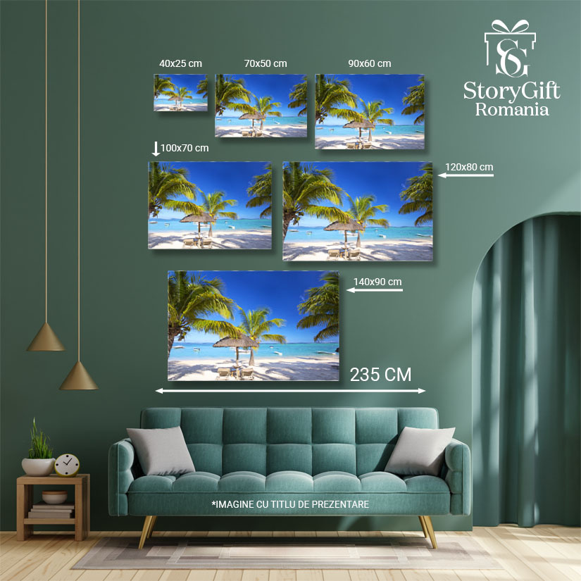 Tablou Canvas: Relaxare pe Plaja Mauritius - Paradis si Liniste Sub Umbrela 40x25CM [4]
