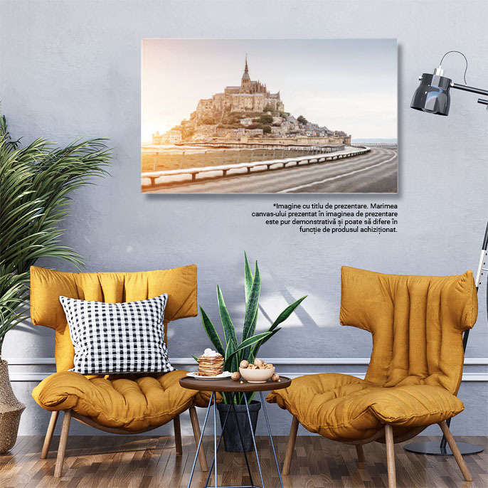 Tablou Canvas: Mont Saint-Michel in Apus - Patrimoniu Mondial si Lumini Magice 40x25CM [2]