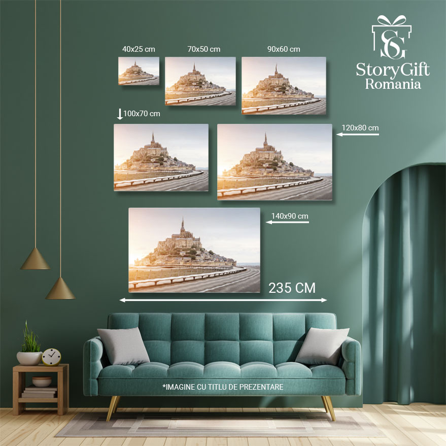 Tablou Canvas: Mont Saint-Michel in Apus - Patrimoniu Mondial si Lumini Magice 40x25CM [4]