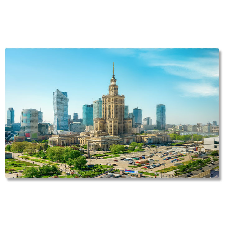 Oraș - Tablou Canvas - Arhitectura Moderna in Varsovia, Polonia - Turnul Palatului Culturii si stiintei 40x25CM