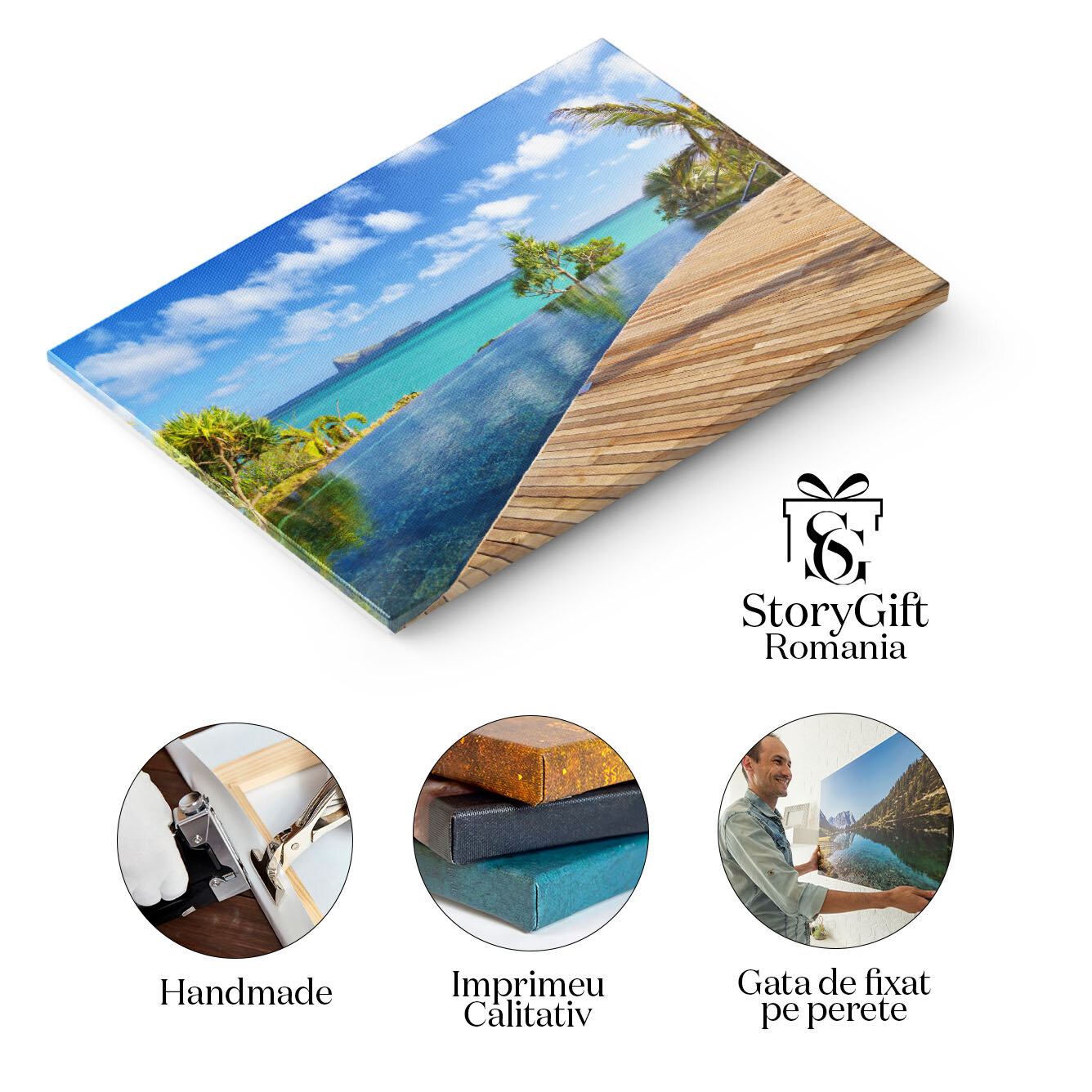 Tablou Canvas - Relaxare de Lux la Piscina unui Resort din Insulele Maldive 40x25CM [1]