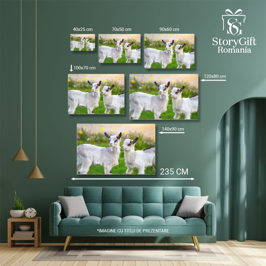 Tablou Canvas cu Pui de Capra in Gradina - Micute Fiinte Curioase 40x25CM [4]