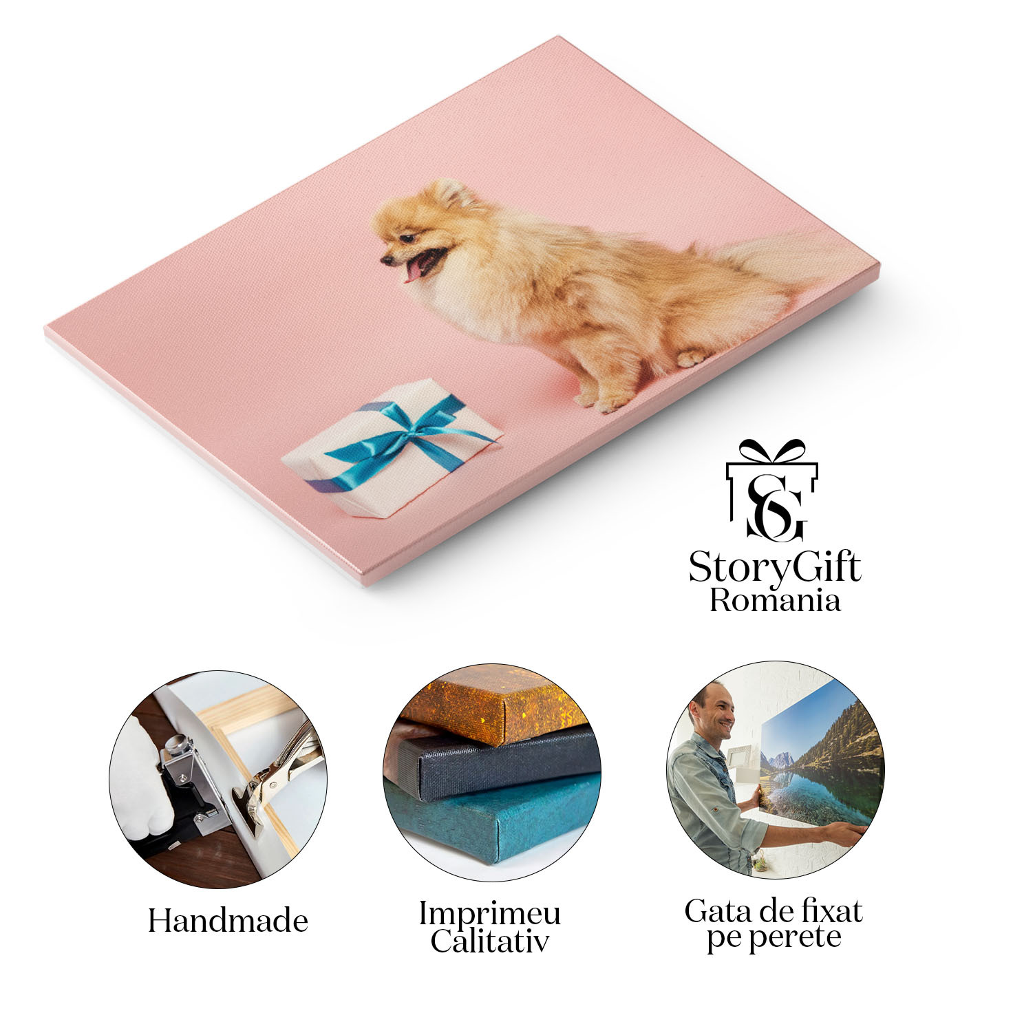 Tablou Canvas Pomeranian Spitz Adorabil cu Cadou de Ziua de Nastere adorabil, Pomeranian, cadou, ziua de nastere, haioas 142 40x25CM [1]