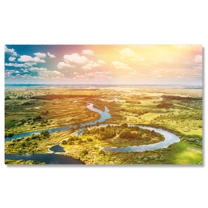 Apus și Răsări - Tablou Canvas Peisajul Curbat al Raului in Suceava padure, vedere aeriana, vegetatie, soare, rau, sunny, outdoor, peisaj, curb 254 40x25CM