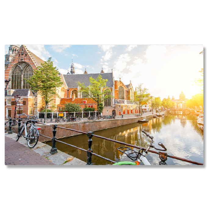 Oraș - Tablou Canvas Amsterdam Vedere Pitoreasca la Canale si Orasul Vechi, amsterdam, city, netherlands, canal, travel 439 40x25CM