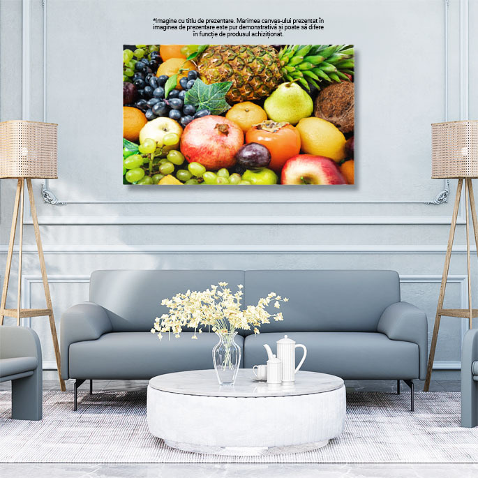 Tablou Canvas Asortiment de Fructe Tropicale, fruit, apple, banana, grape, orange 502 40x25CM [2]