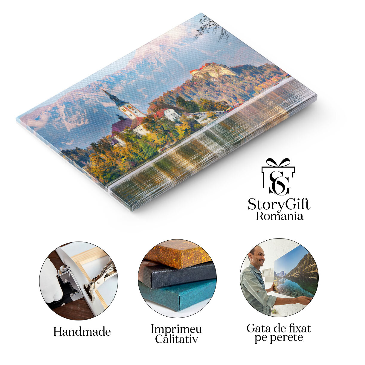 Tablou Canvas Apus la Destinatia Turistica Bled, slovenia, lac, toamna, natura, peisaj, constructie 524 40x25CM [1]