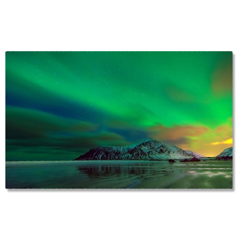 Aurora Boreală - Tablou Canvas Aurora Boreala Cu Lentile de Filtru Islanda, Peisaj, Noapte, Univers, Luminile Nordului 589 40x25CM