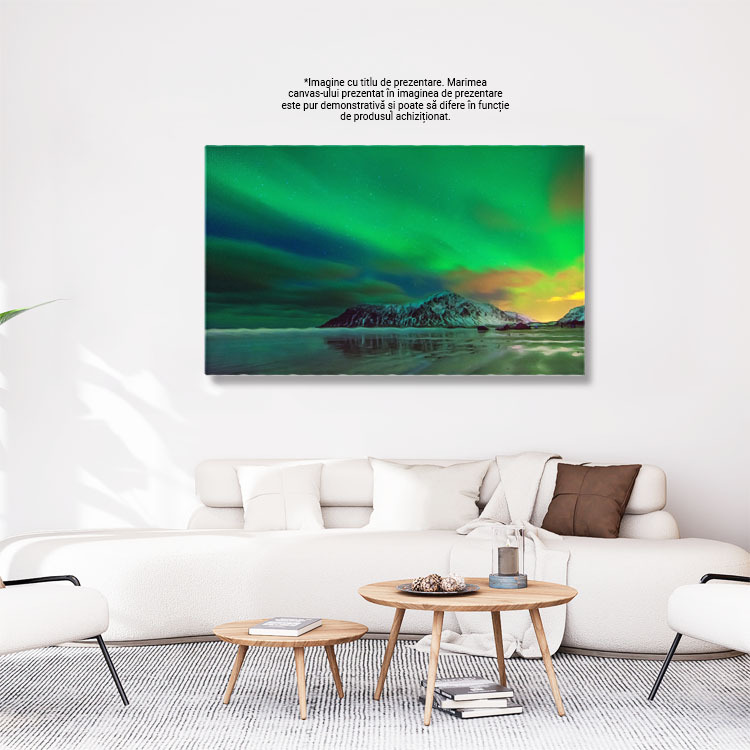Tablou Canvas Aurora Boreala Cu Lentile de Filtru Islanda, Peisaj, Noapte, Univers, Luminile Nordului 589 40x25CM [2]