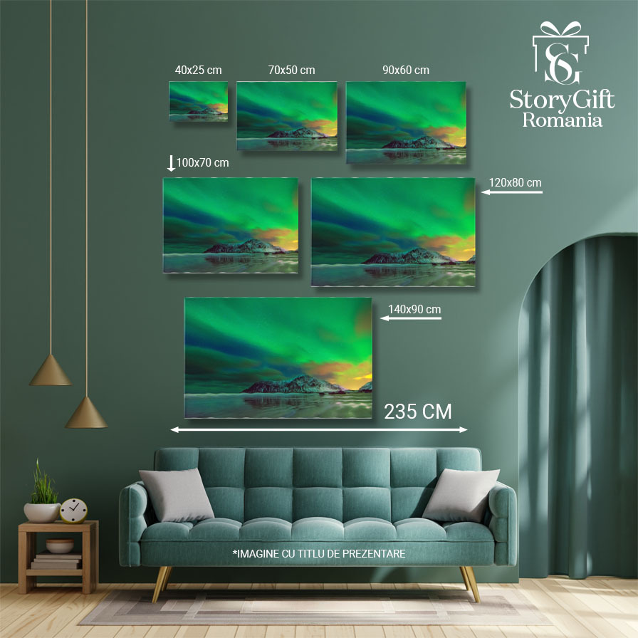Tablou Canvas Aurora Boreala Cu Lentile de Filtru Islanda, Peisaj, Noapte, Univers, Luminile Nordului 589 40x25CM [4]