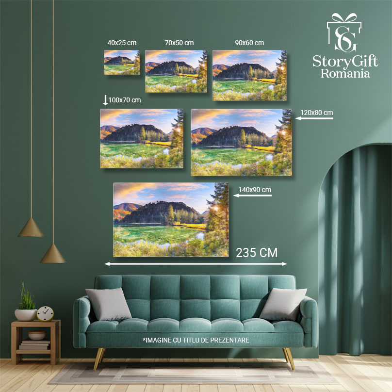 Tablou Canvas View de Toamna Uimitor la Lacul Schiederweiher, Alpii natura, toamna, lac, Alpi, peisaj. 946 40x25CM [4]