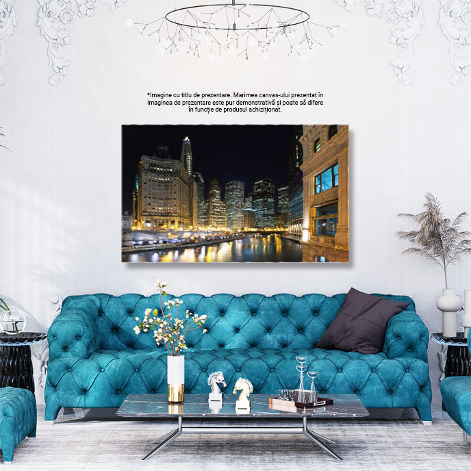 Tablou Canvas Chicago la Amurg peste Rau Urban, Arhitectura, Chicago, Rau, Peisaj Urban 1159 40x25CM [2]