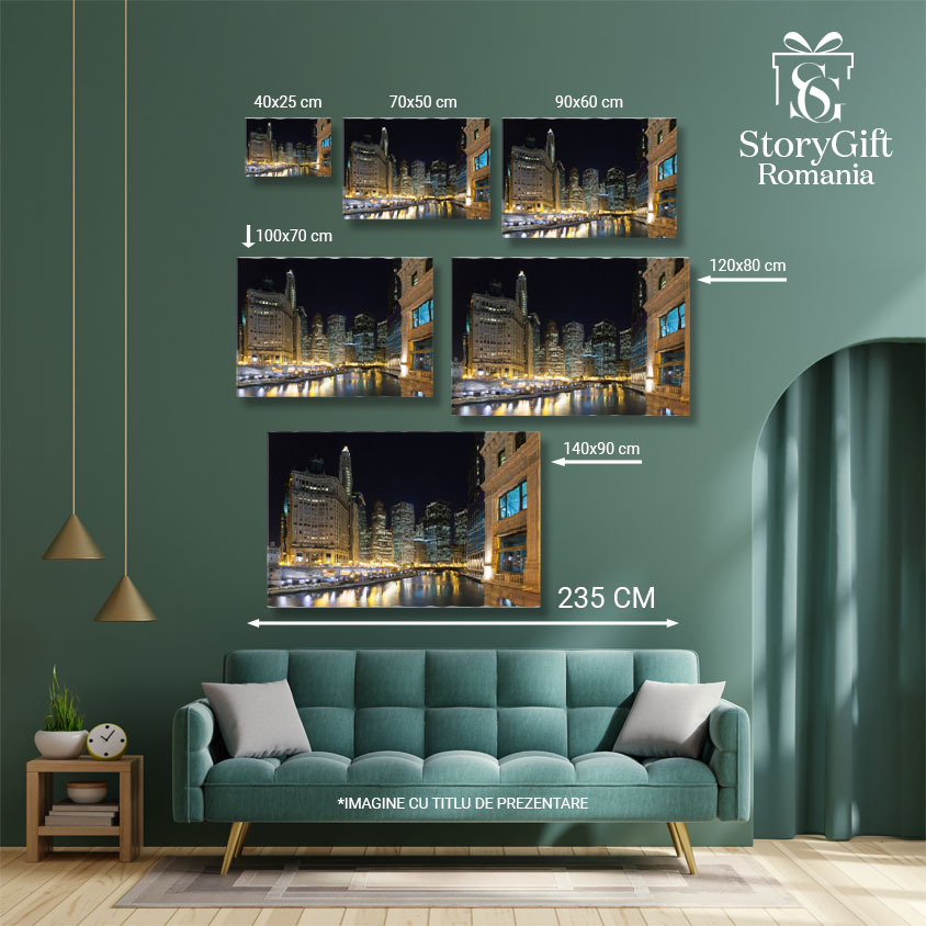 Tablou Canvas Chicago la Amurg peste Rau Urban, Arhitectura, Chicago, Rau, Peisaj Urban 1159 40x25CM [4]