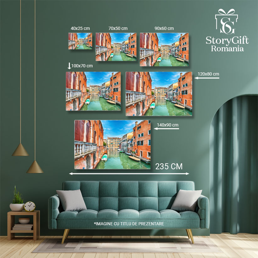 Tablou Canvas Vedere la Venetia cu Canalele Inguste Venetia, Canal, Pod, Arhitectura, Culoare 1208 40x25CM [4]