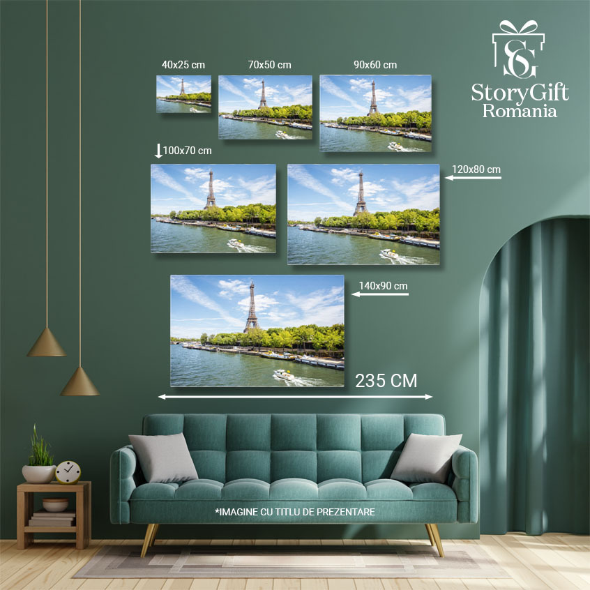 Tablou Canvas Apus de Soare la Paris Franta, Turnul Eiffel, Vedere Urbana, Arhitectura, Peisaj Urban 1221 40x25CM [4]