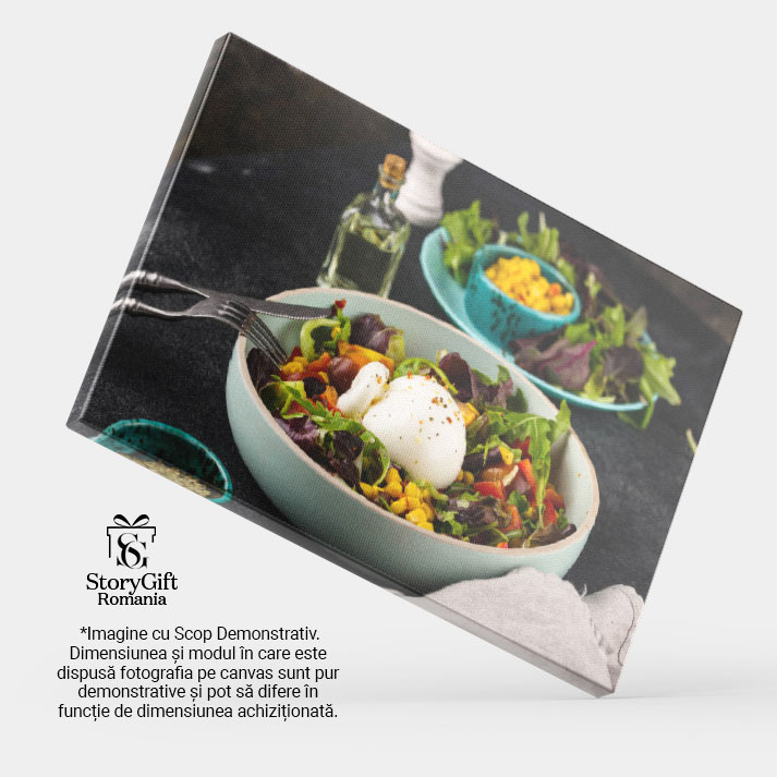 Tablou canvas cu salata, mancare sanatoasa, ou, porumb, multicolor 40x25CM [3]