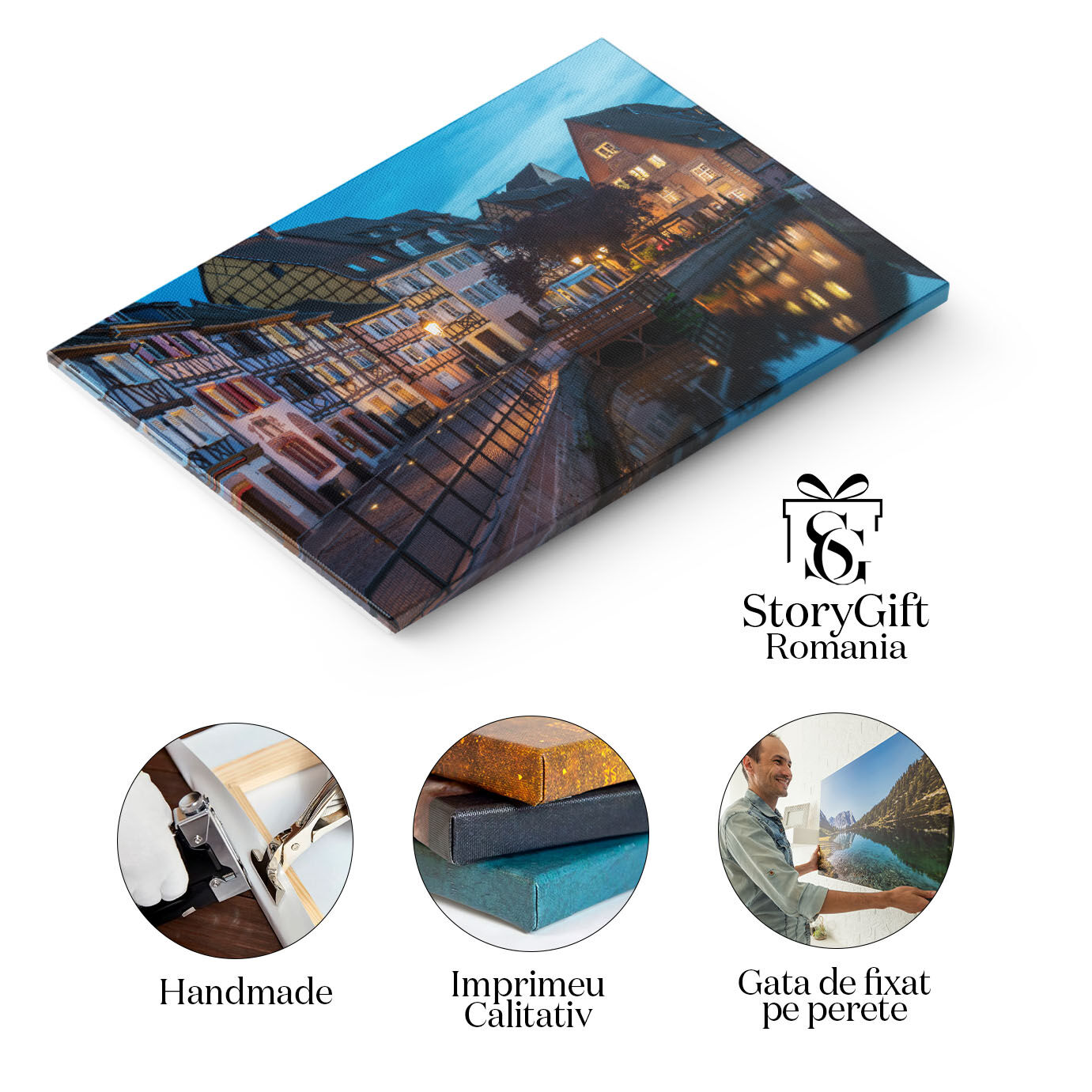 Tablou Canvas Colmar Nocturn Arhitectura, Turism, Orasel Vechi, Alsacia, Dusk 1366 40x25CM [1]