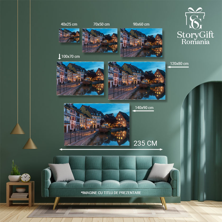 Tablou Canvas Colmar Nocturn Arhitectura, Turism, Orasel Vechi, Alsacia, Dusk 1366 40x25CM [4]