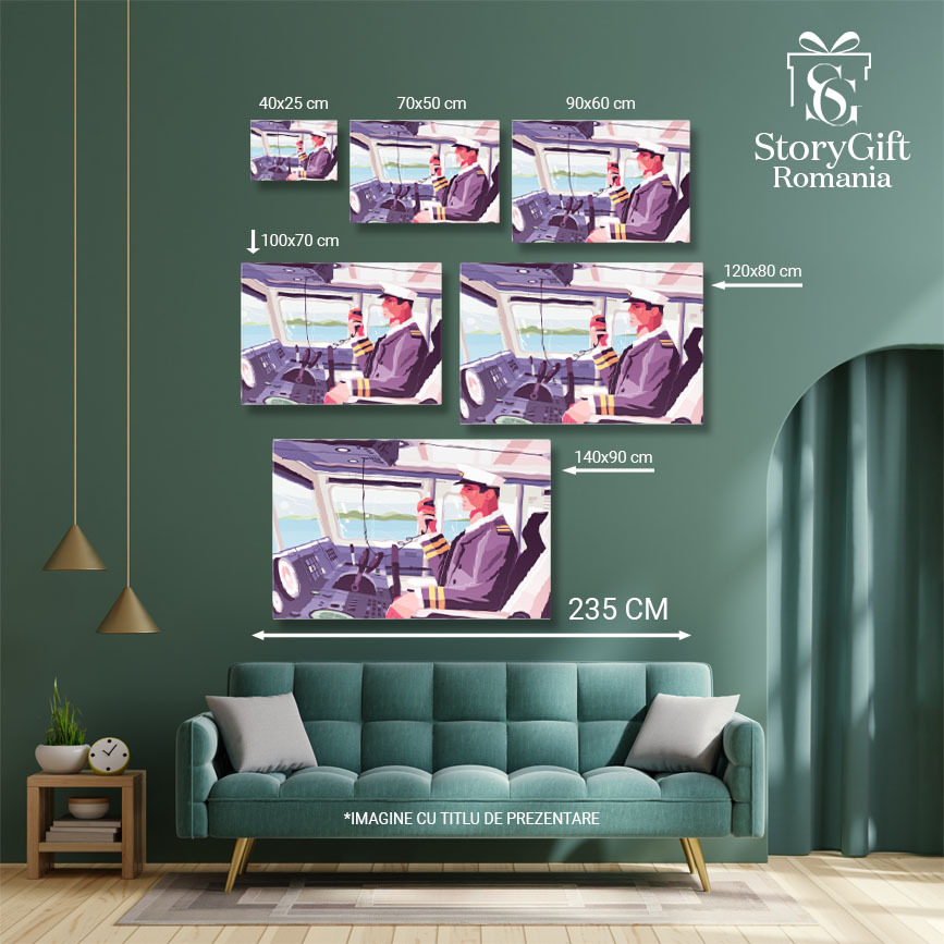 Tablou Canvas Pilotul care Anunta prin Statie o Posibil Aterizare in Apa cccu Basca Alba si Imbracaminte Eleganta 40x25CM [4]