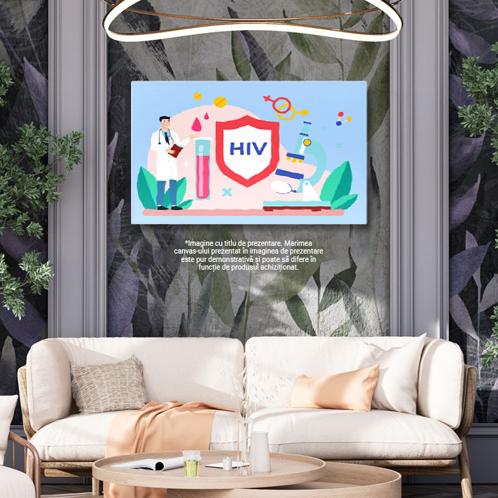 Tablou Canvas Infectarea cu Hiv, Doctorul care Vorbeste si Explica Problema, Testare de Sange 40x25CM [2]