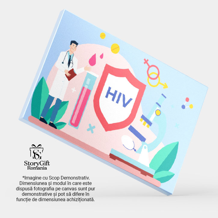 Tablou Canvas Infectarea cu Hiv, Doctorul care Vorbeste si Explica Problema, Testare de Sange 40x25CM [3]