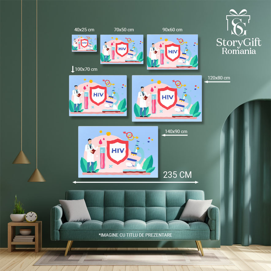 Tablou Canvas Infectarea cu Hiv, Doctorul care Vorbeste si Explica Problema, Testare de Sange 40x25CM [4]