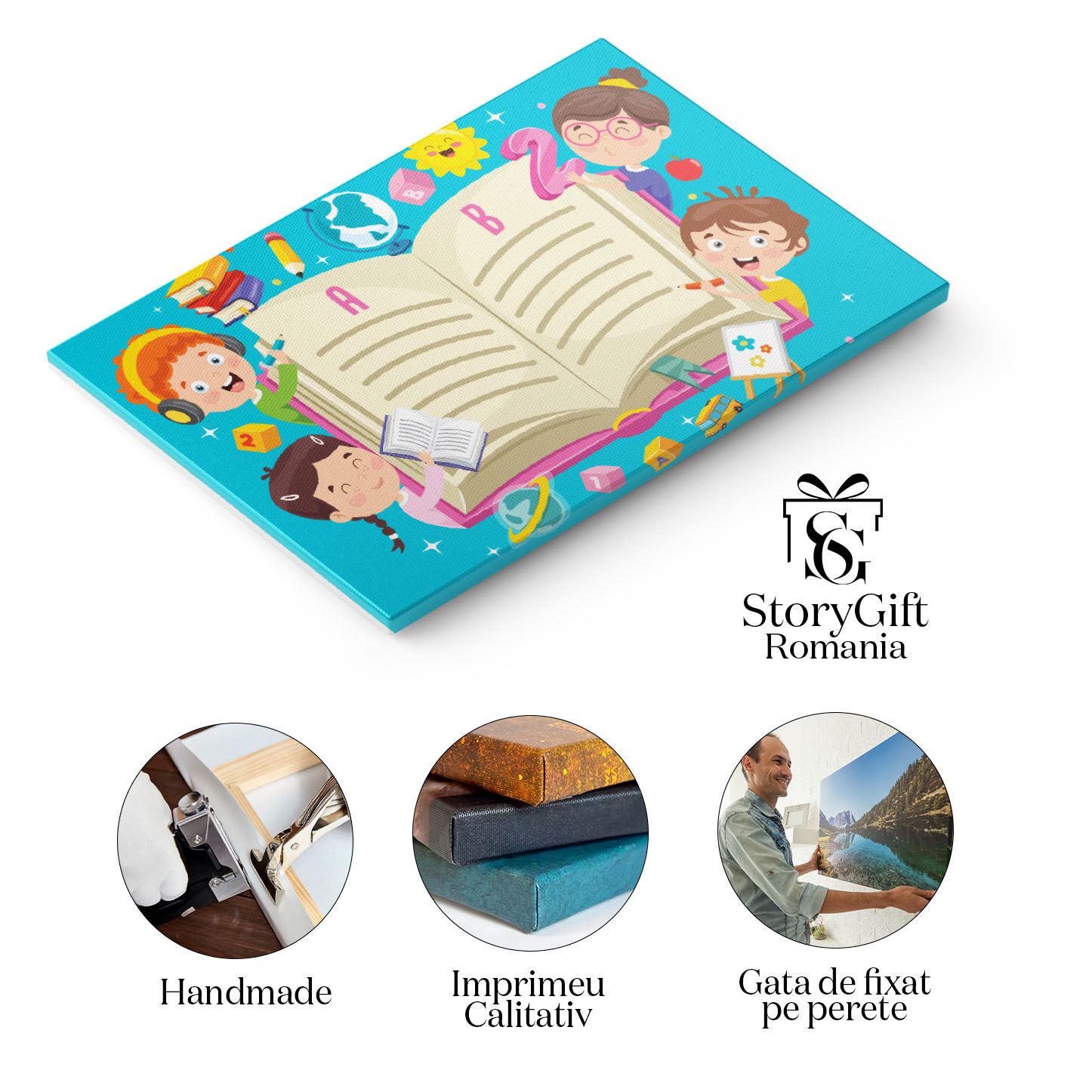 Tablou Canvas Abecedarul Distractiv din care Citesc si Deseneaza Copiii Dornici de a Invata Literele 40x25CM [1]