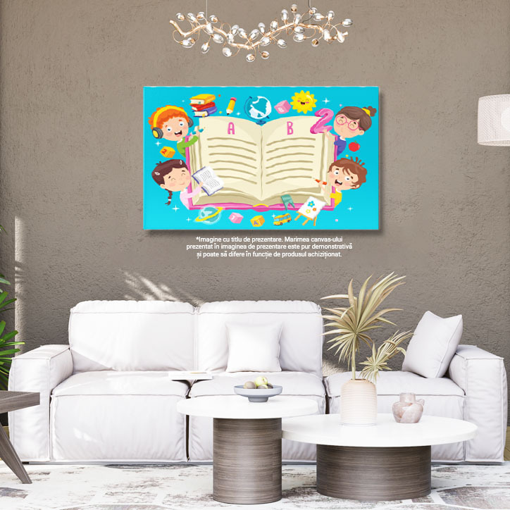 Tablou Canvas Abecedarul Distractiv din care Citesc si Deseneaza Copiii Dornici de a Invata Literele 40x25CM [2]