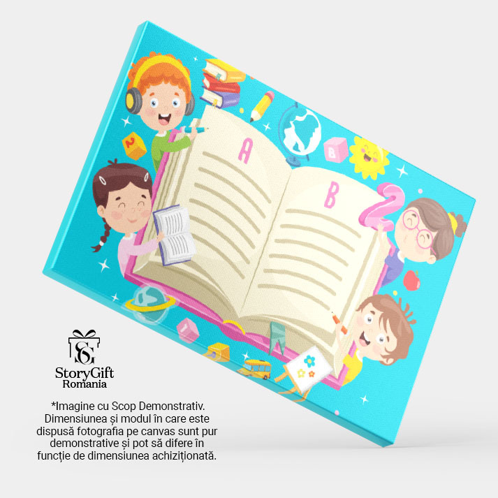 Tablou Canvas Abecedarul Distractiv din care Citesc si Deseneaza Copiii Dornici de a Invata Literele 40x25CM [3]