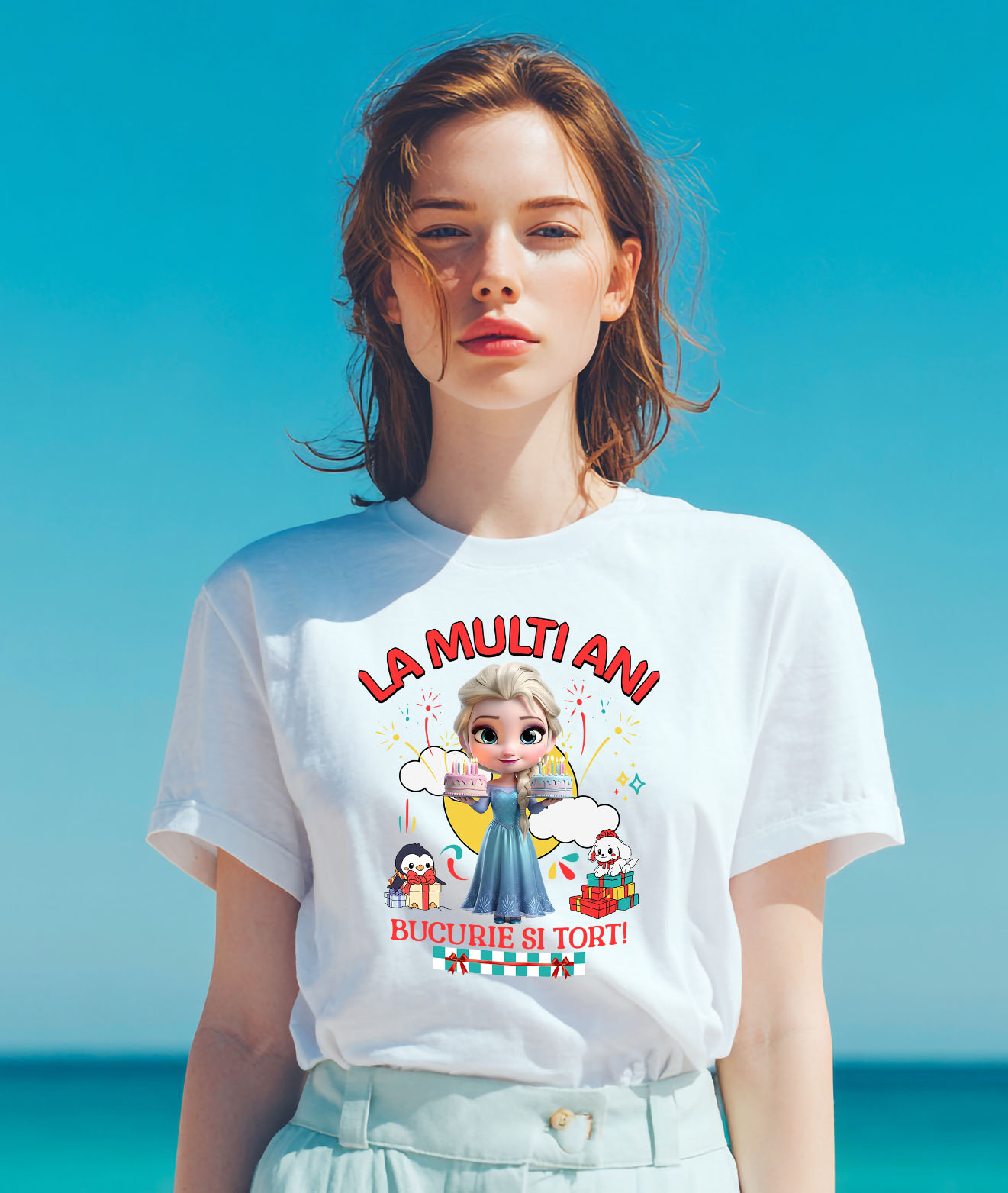 Tricou Femei cu Zi de Nastere in Stil Regal cu Cenusareasa 100% Bumbac, Alb, L [1]