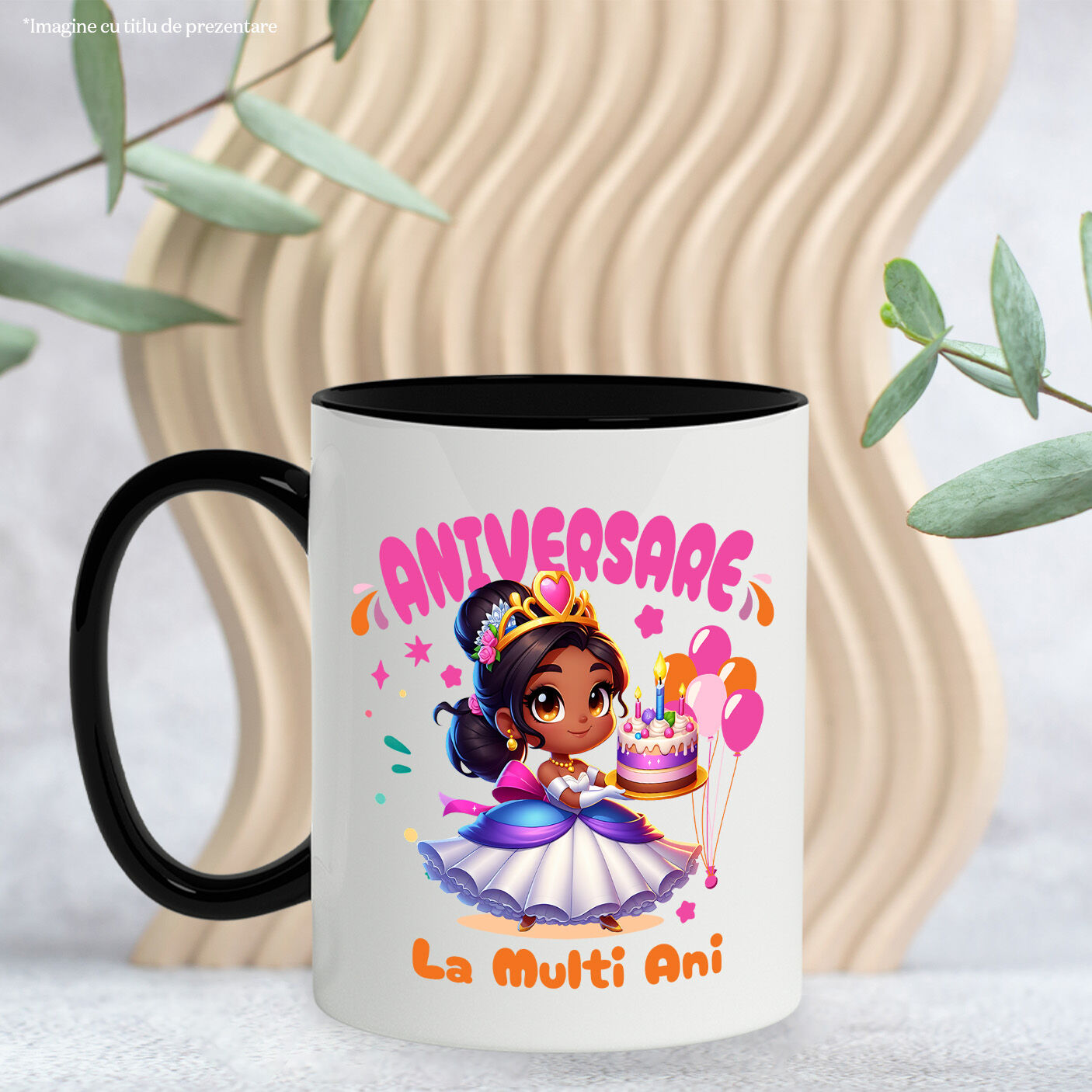 Cana Cu Cadouri Jasmine – Bucurie si Magie la Aniversare Ceramica, 330ML, cu Maner Negru [2]