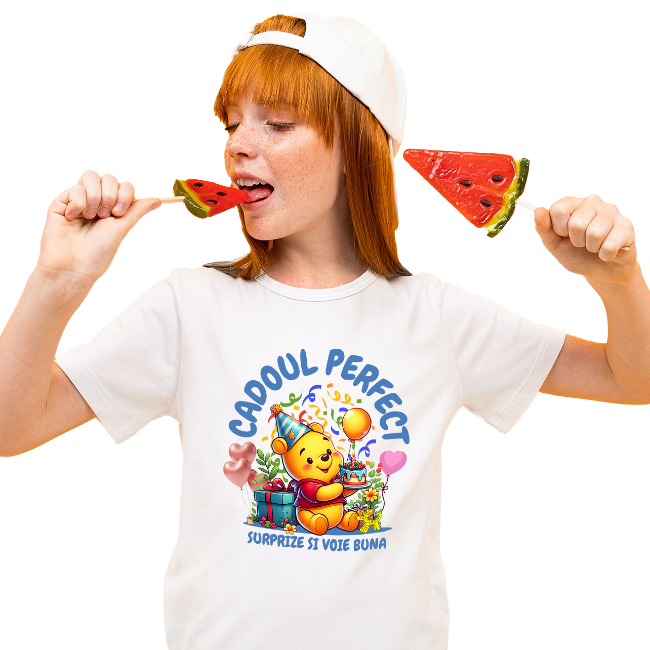Tricou Copii cu Tort si Cadou Winnie – Surpriza Perfecta 100% Bumbac, Alb, 12 Ani [1]