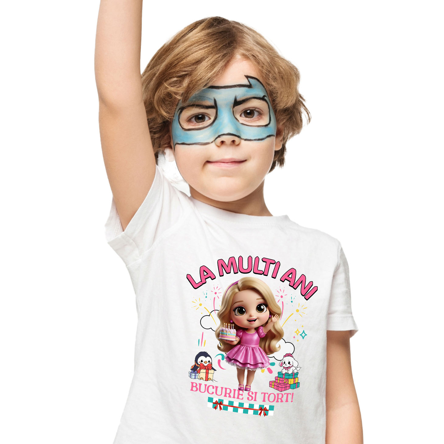 Tricou Copii cu Cadouri Printesa pentru Copii – Tort si Magie 100% Bumbac, Alb, 8 Ani [1]