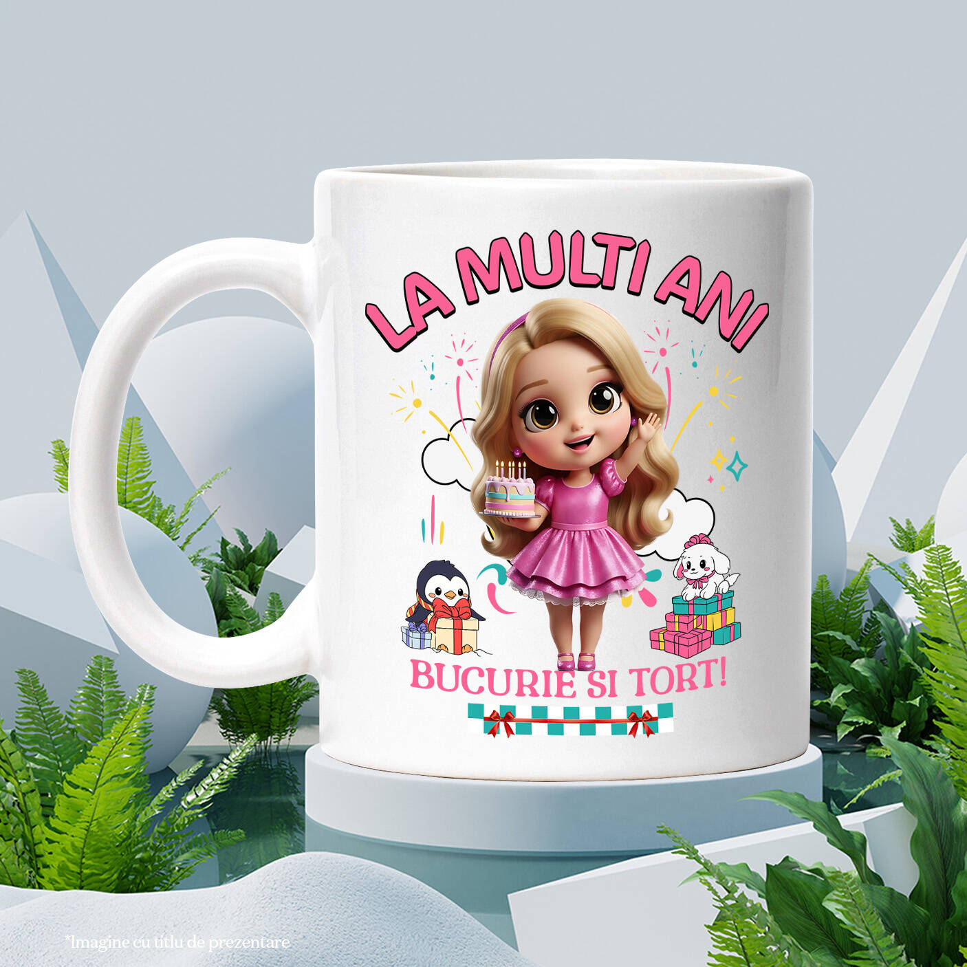 Cana Cu Cadouri Printesa pentru Copii – Tort si Magie Ceramica, 330ML, cu Maner Alb [2]