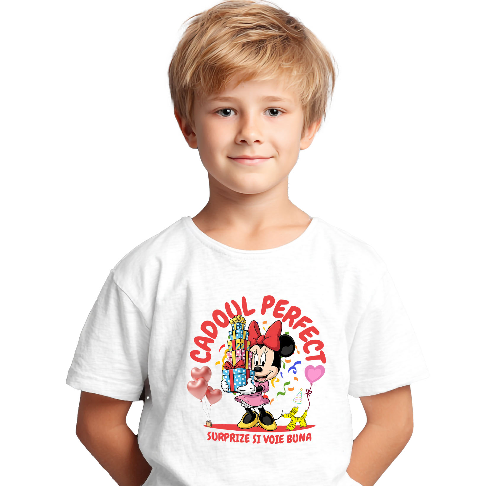 Tricou Copii cu Inima Fermecata a lui Minnie - Cadou pentru O Zi Speciala 100% Bumbac, Alb, 6 Ani [1]