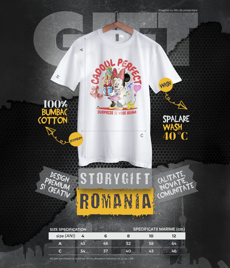 Tricou Copii cu Inima Fermecata a lui Minnie - Cadou pentru O Zi Speciala 100% Bumbac, Alb, 6 Ani [5]