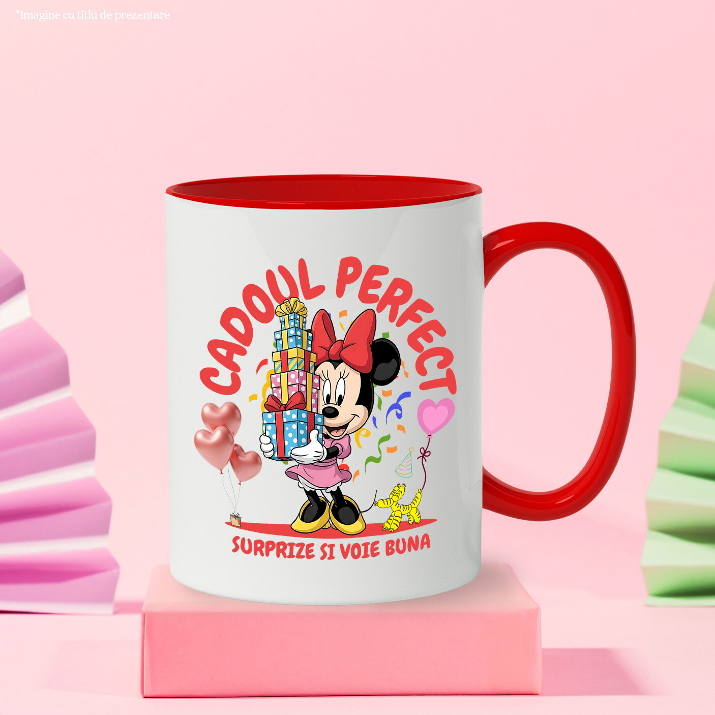 Cana Cu Inima Fermecata a lui Minnie - Cadou pentru O Zi Speciala Ceramica, 330ML, cu Maner Rosu [2]