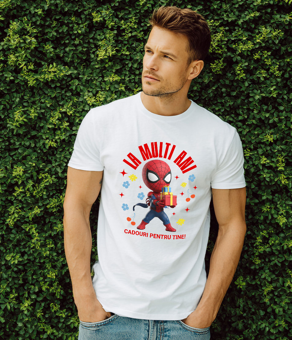 Tricou Barbati cu Cadouri Spiderman pentru Ocazii Speciale 100% Bumbac, Alb, M [1]