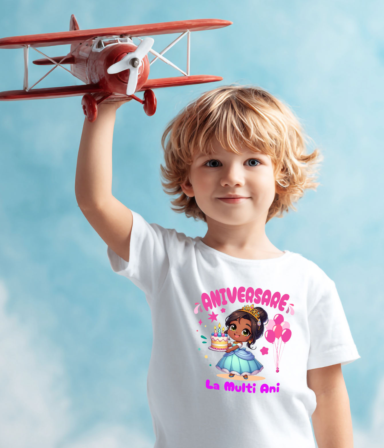 Tricou Copii cu Zi de Nastere Regală cu Cadouri Tiana 100% Bumbac, Alb, 6 Ani [3]