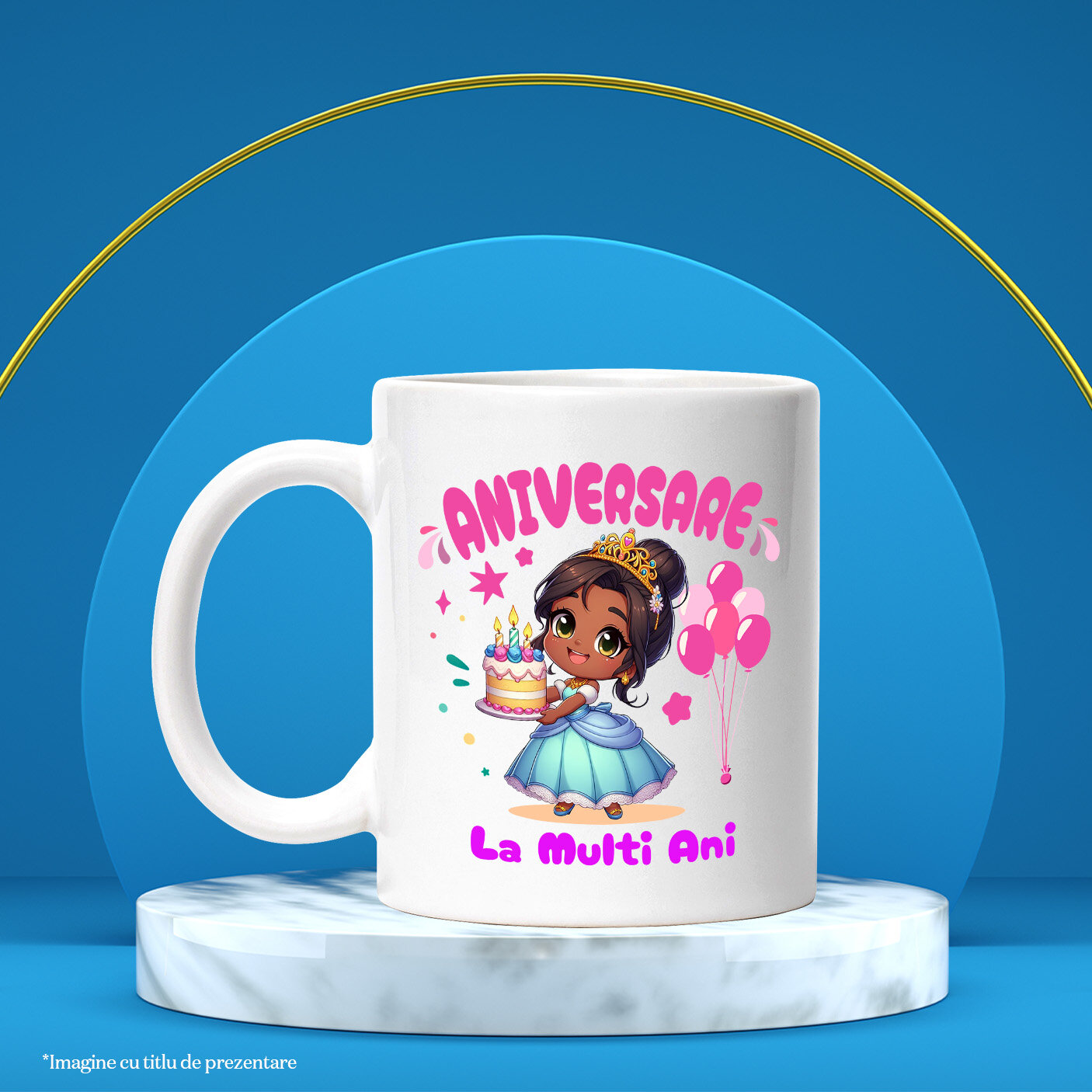 Cana Cu Zi de Nastere Regală cu Cadouri Tiana Ceramica, 330ML, cu Maner Alb [2]