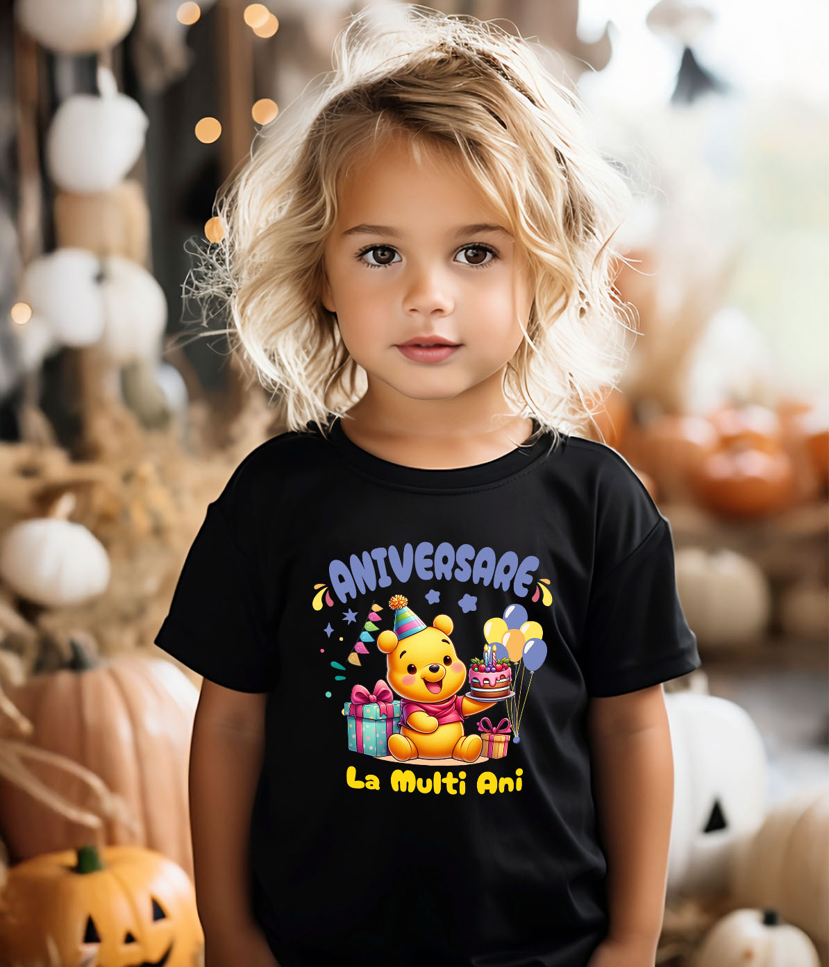 Tricou Copii cu Winnie Aniversare – Cadouri pentru Zambete si Imbratisari 100% Bumbac, Negru, 10 Ani [2]