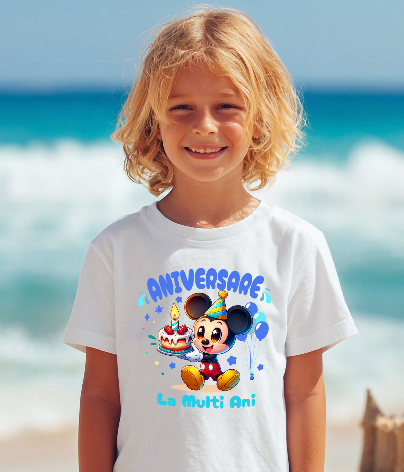Tricou Copii cu Sarbatoreste cu Mickey – Cadouri Pline de Veselie 100% Bumbac, Alb, 8 Ani [3]