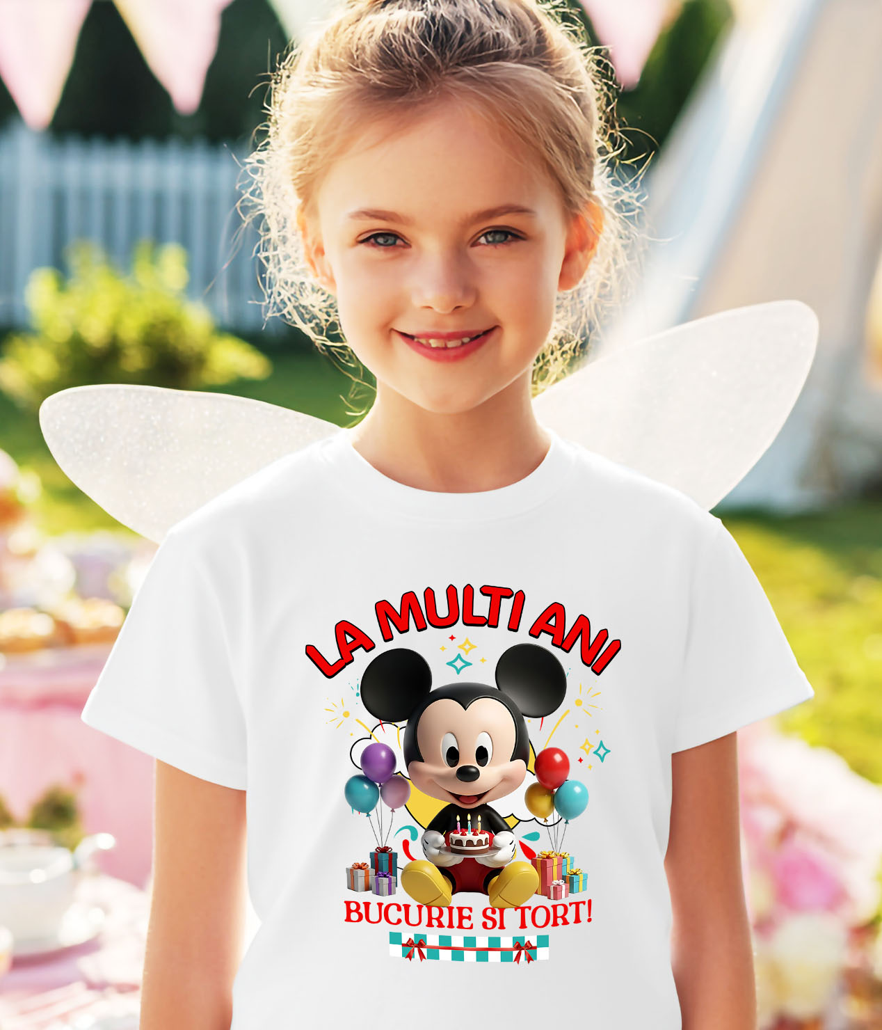Tricou Copii cu Zi de Nastere cu Mickey Mouse – Zambete si Bucurie 100% Bumbac, Alb, 10 Ani [2]