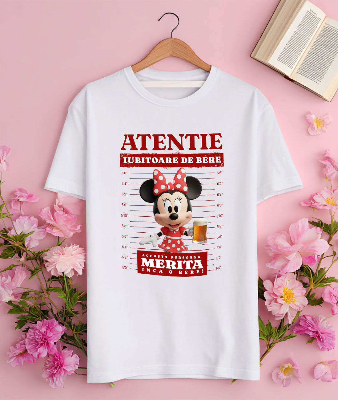 Tricou Femei cu Minnie Mouse si Cadoul Perfect cu Bere 100% Bumbac, Alb, XS [2]