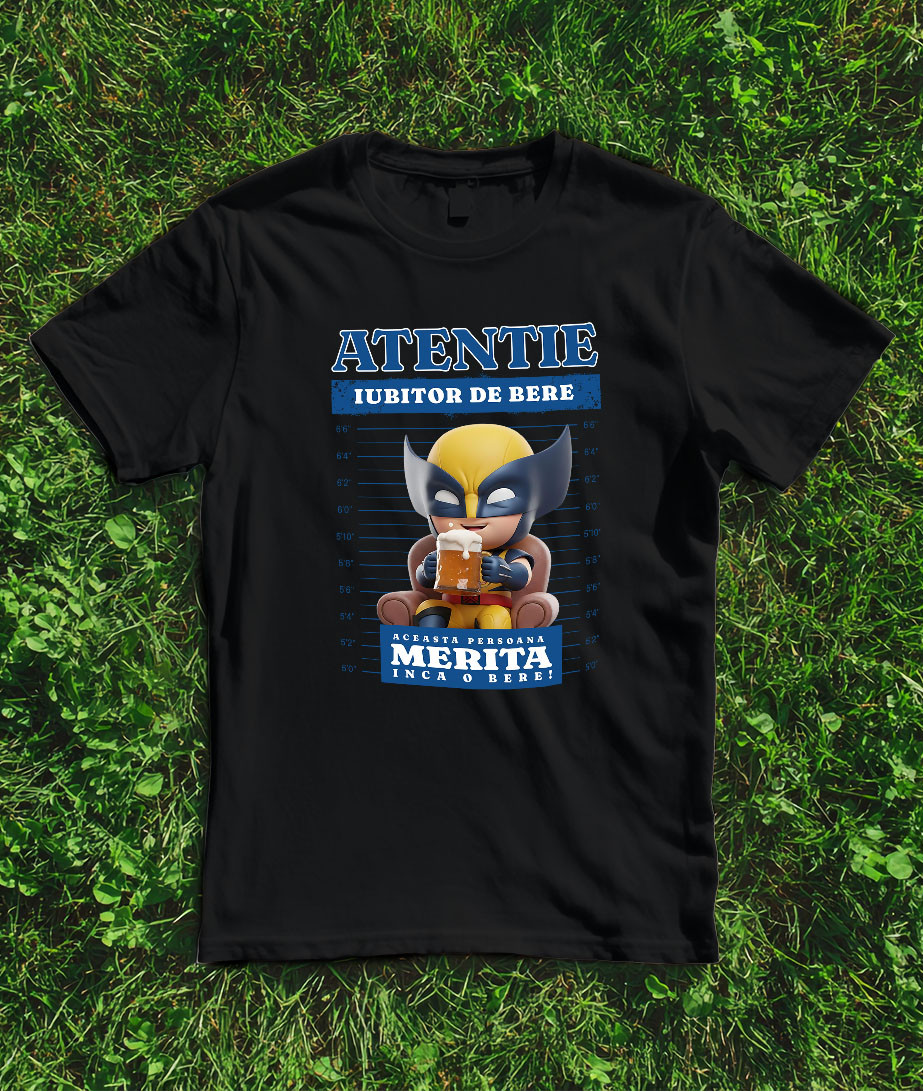 Tricou Barbati cu Wolverine: Cadou si Bere - Puterea Pachetului 100% Bumbac, Negru, XL [2]