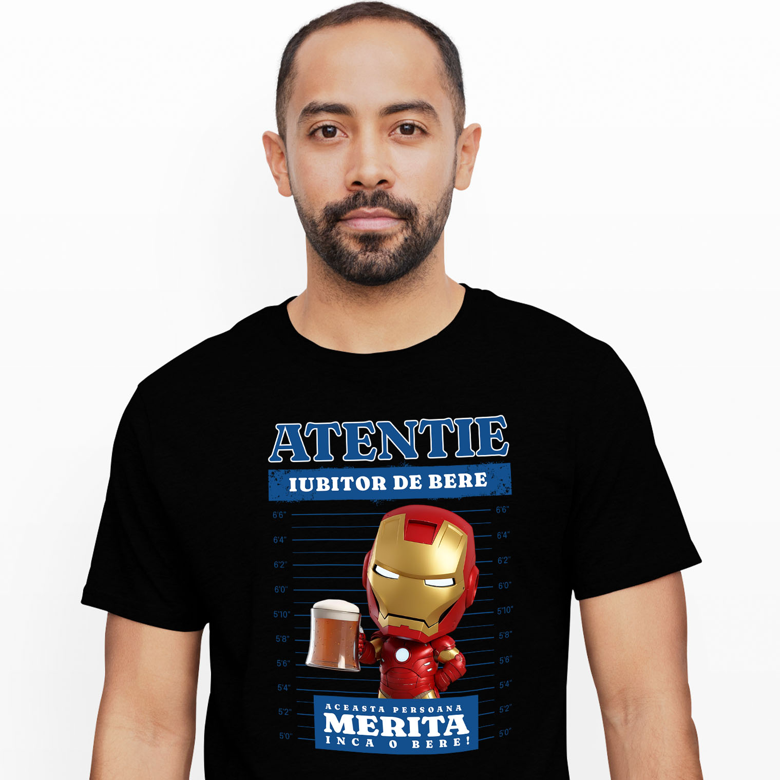 Bauturi - Tricou Barbati cu Iron Man: Cadou si Bere – Pachetul Tehnologic 100% Bumbac, Negru, XL
